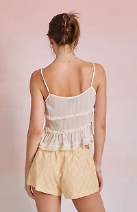 Beverly and Beck Mariah Ruffle Tie Front Top