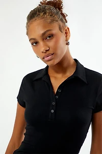 Your Favorite Margot Button Front Fitted Polo Shirt