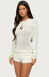 Edikted Violete Off Shoulder Sheer Sweater