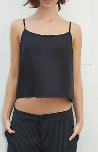John Galt Black Woven Tank Top