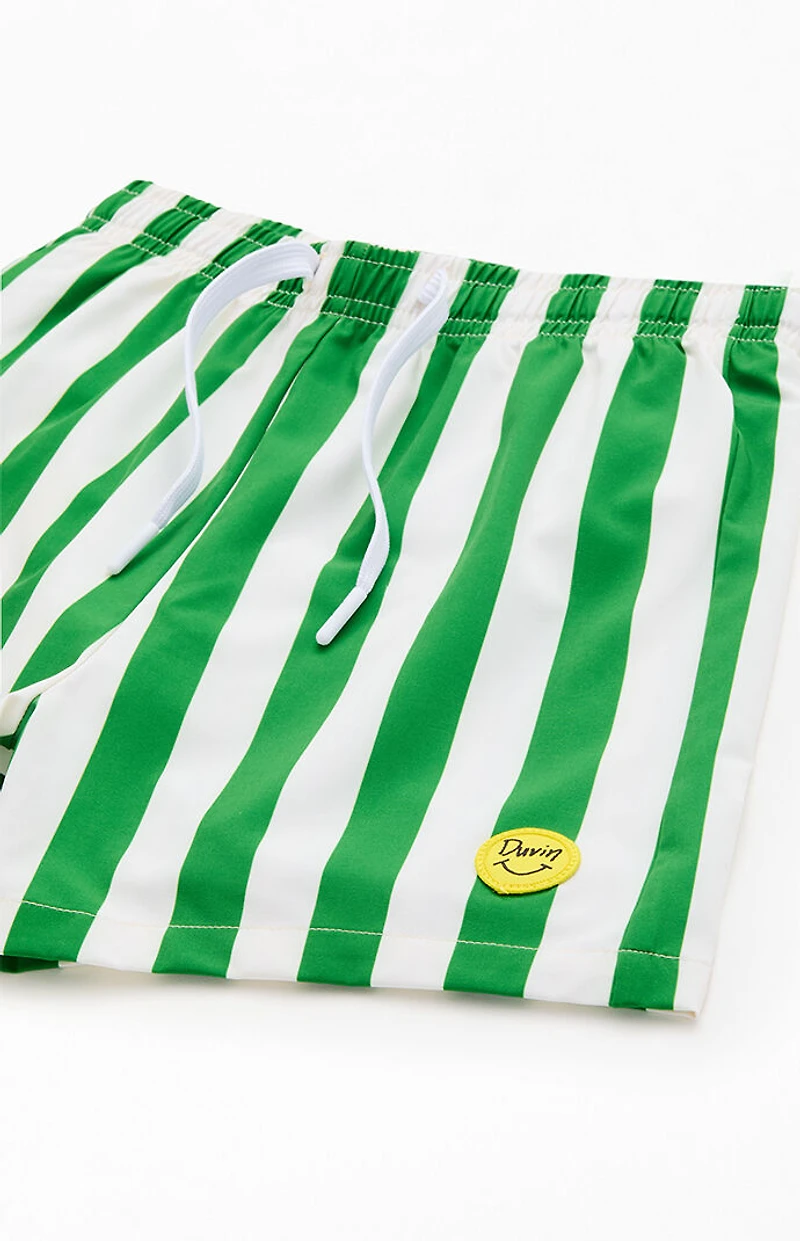 Duvin Design Kids Green Stripe Traveler 3.5" Swim Trunks
