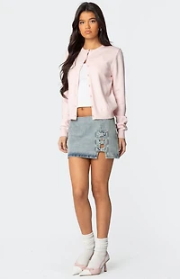 Edikted Bowdie Washed Denim Mini Skirt