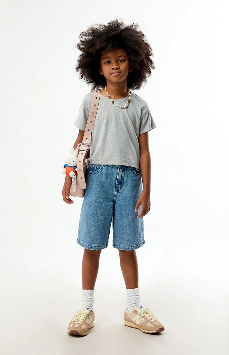 Pacsun Kids Heather Gray Ribbed Skimmer T-Shirt