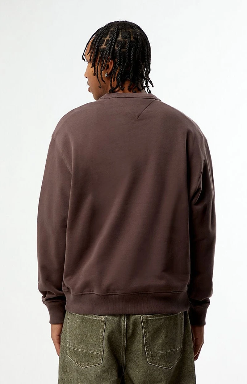 Tommy Jeans Brown Boucle Font Play Crew Neck Sweatshirt