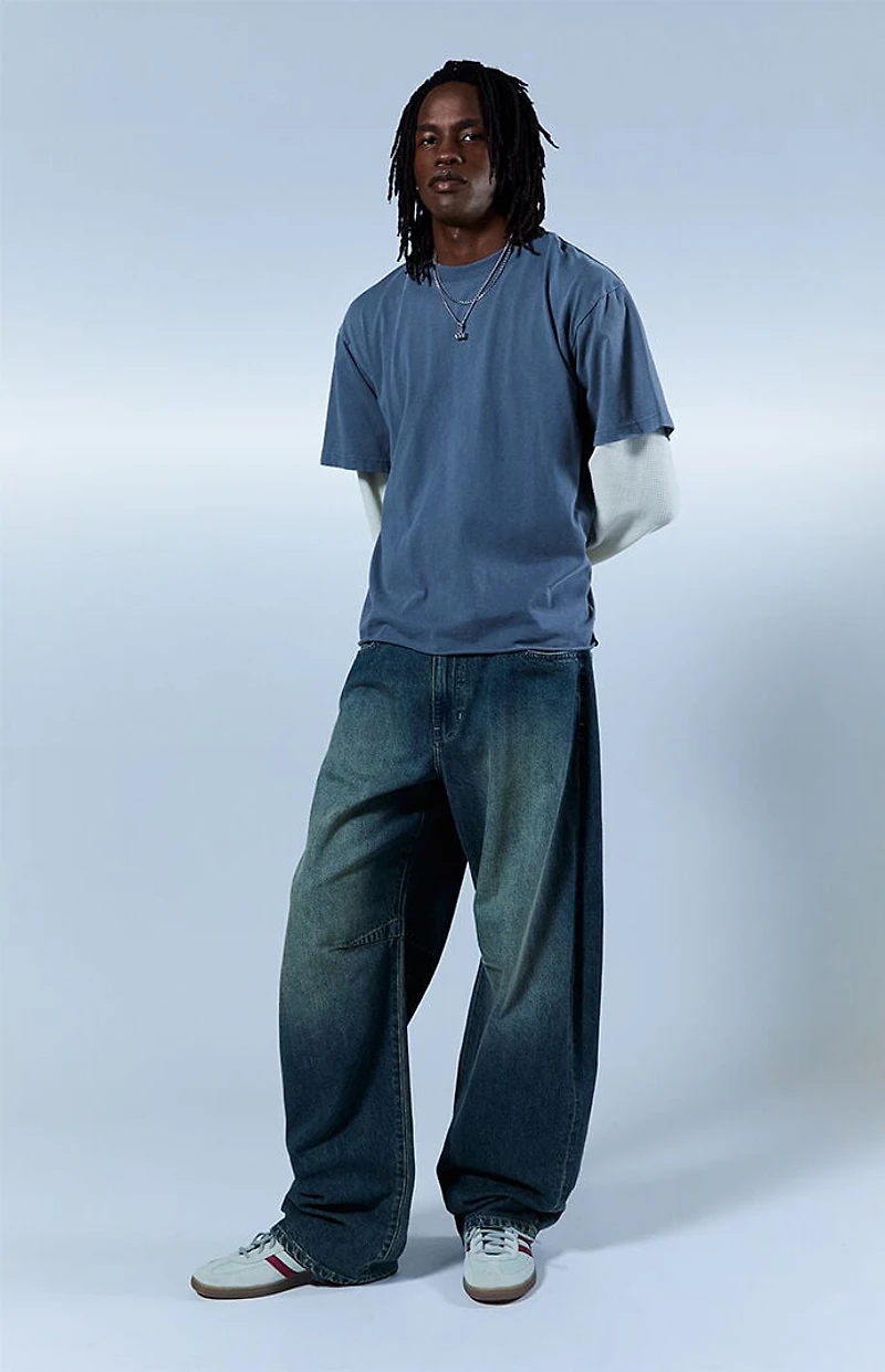 Pacsun Mason Baggy Barrel Jeans Dark Blue