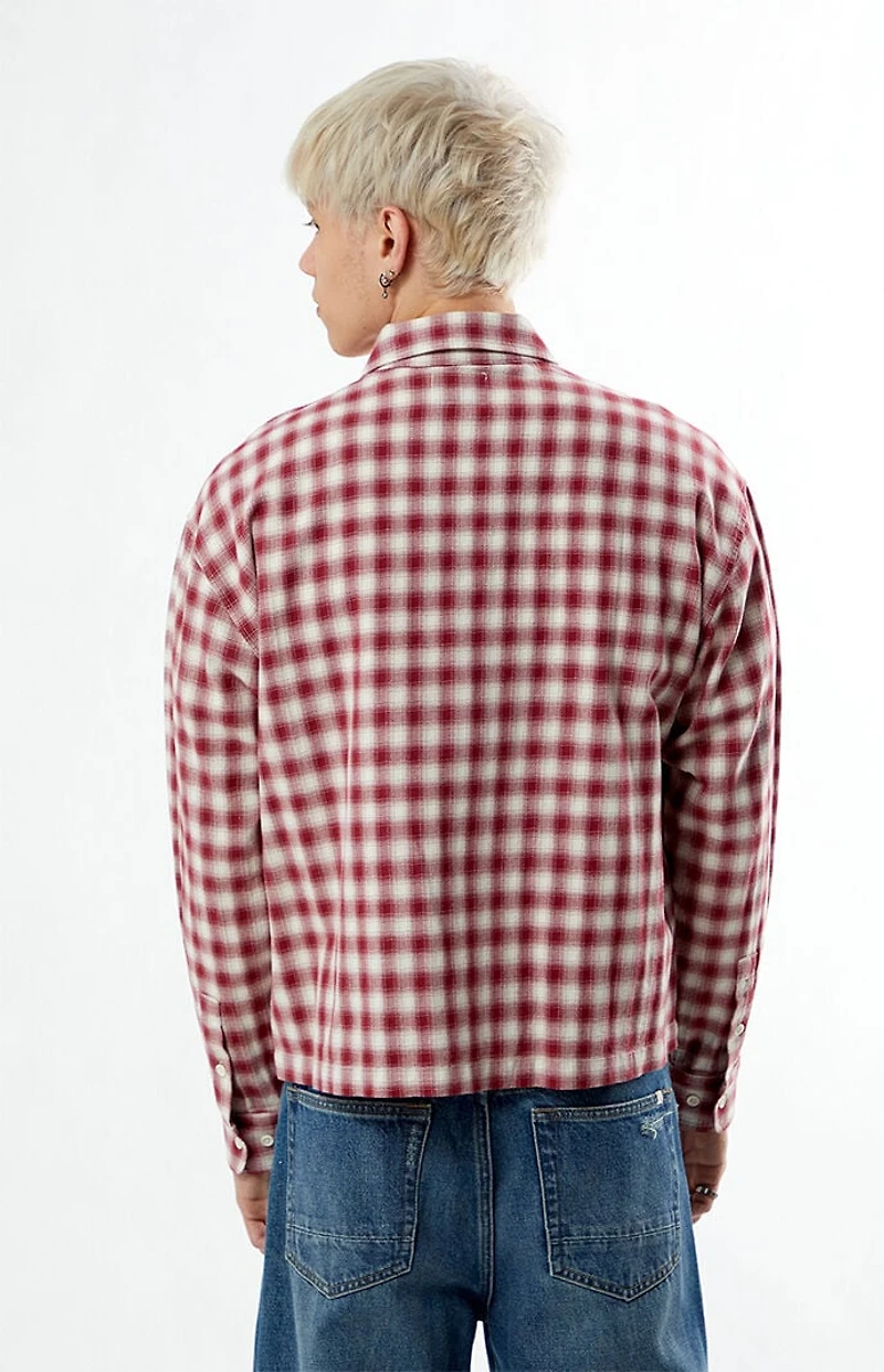 Pacsun Red Plaid Long Sleeve Button Down Shirt