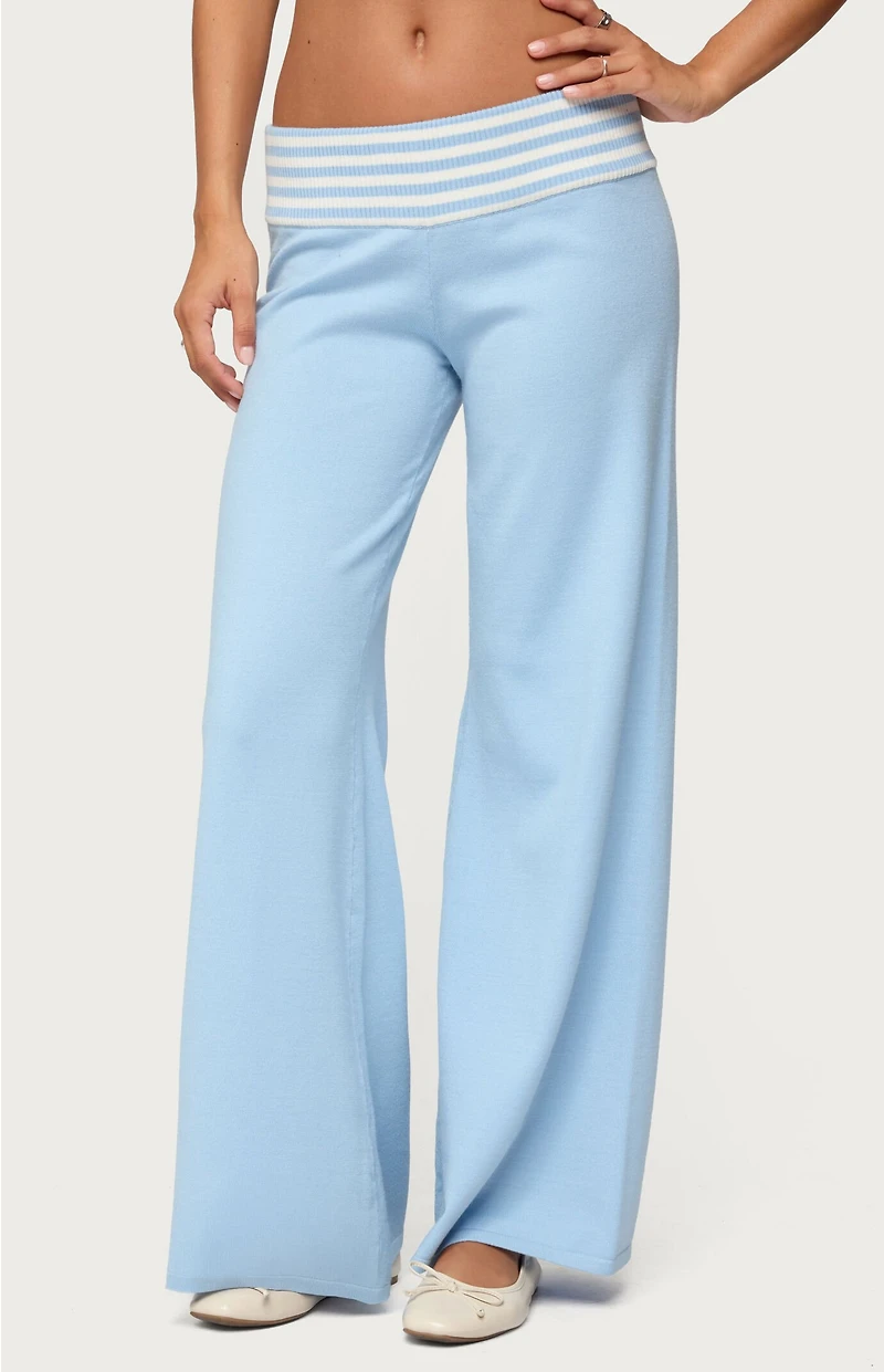 Edikted Clarisse Stripey Flared Knit Pants