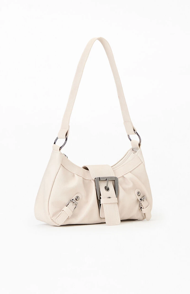 Pacsun Cream Faux Leather Buckle Bag