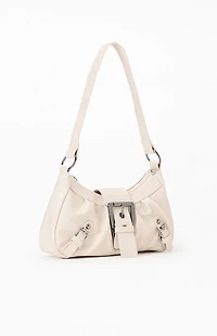 Pacsun Cream Faux Leather Buckle Bag
