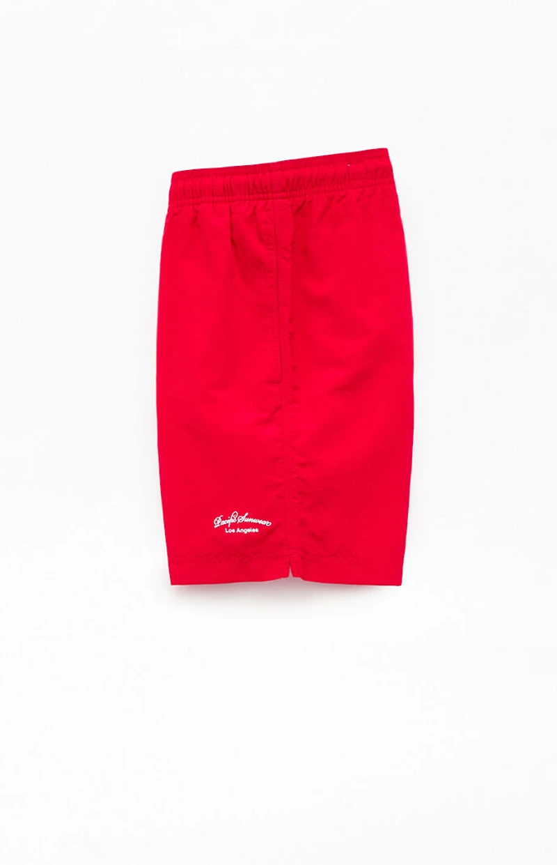 Pacsun Red Collegiate 6.5" Swim Trunks