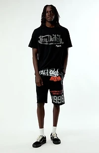 Von Dutch Rhinestone Baggy Fleece Sweat Shorts