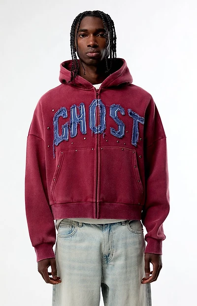 Pacsun Ghost Washed Cropped Full Zip Hoodie