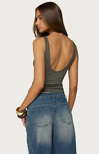 Edikted Emeri Deep Cowl Neck Cutout Top