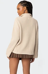 Edikted Amour High Neck Oversized Zip Sweater