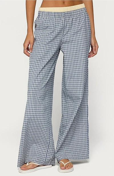 Edikted Indya Contrast Plaid Wide Leg Pants