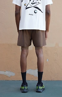 A.R.C. Active Brown Mesh Running Shorts