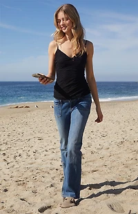 John Galt Black Archie Lace Tank Top