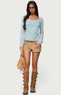 Edikted Steffey Scoop Neck Henley Top