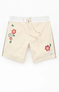 Rhythm Tan Heritage Flower 7" Boardshorts
