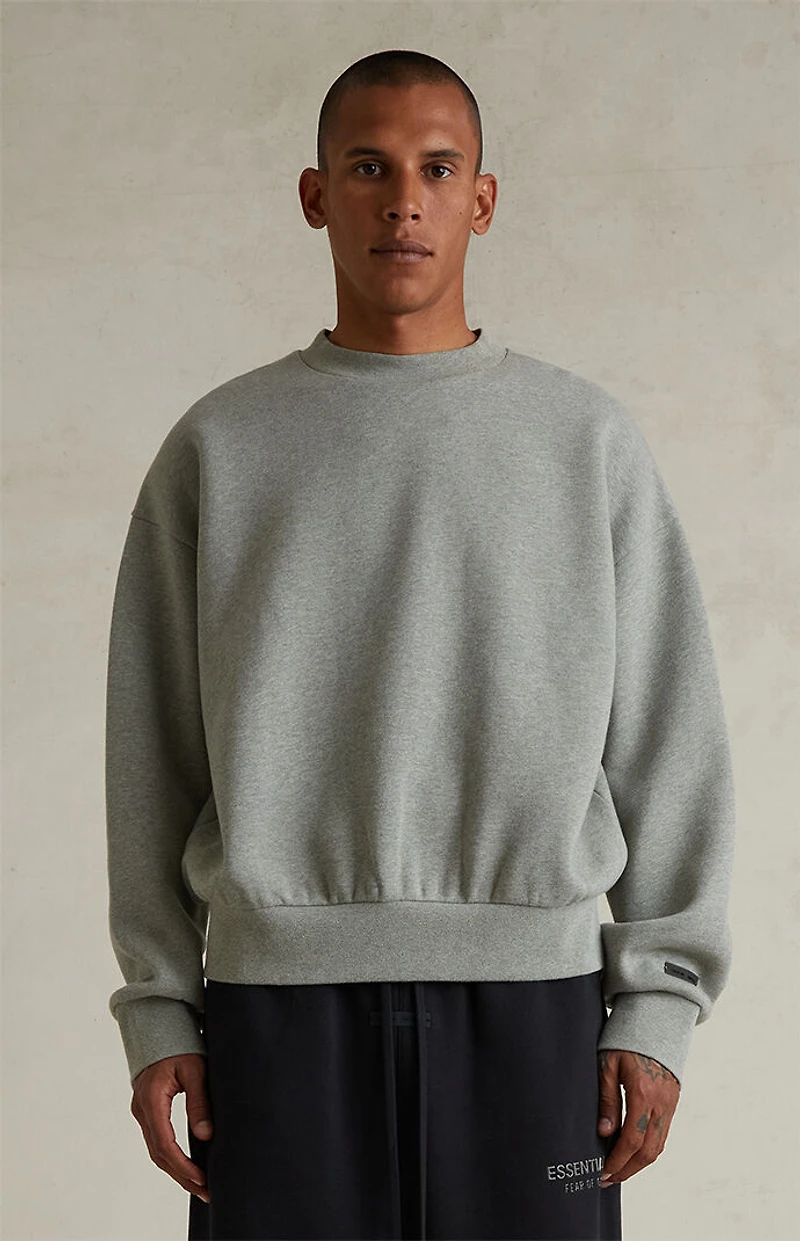 Fear of God ESSENTIALS Concrete Heather Classic Fleece Crew Neck Sweatshirt