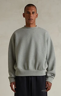 Fear of God ESSENTIALS Concrete Heather Classic Fleece Crew Neck Sweatshirt