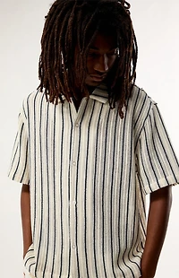 Pacsun Cream Driftwood Striped Textured Camp Shirt