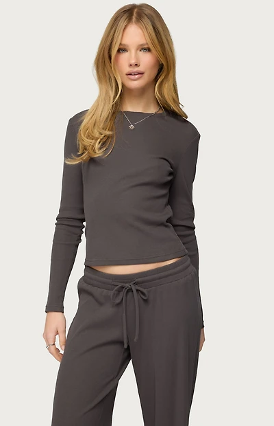 Edikted Cicilia Long Sleeve Ribbed T-Shirt