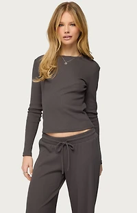 Edikted Cicilia Long Sleeve Ribbed T-Shirt