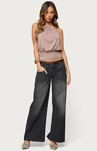 Edikted Charlize Stitched Washed Low Rise Baggy Jeans