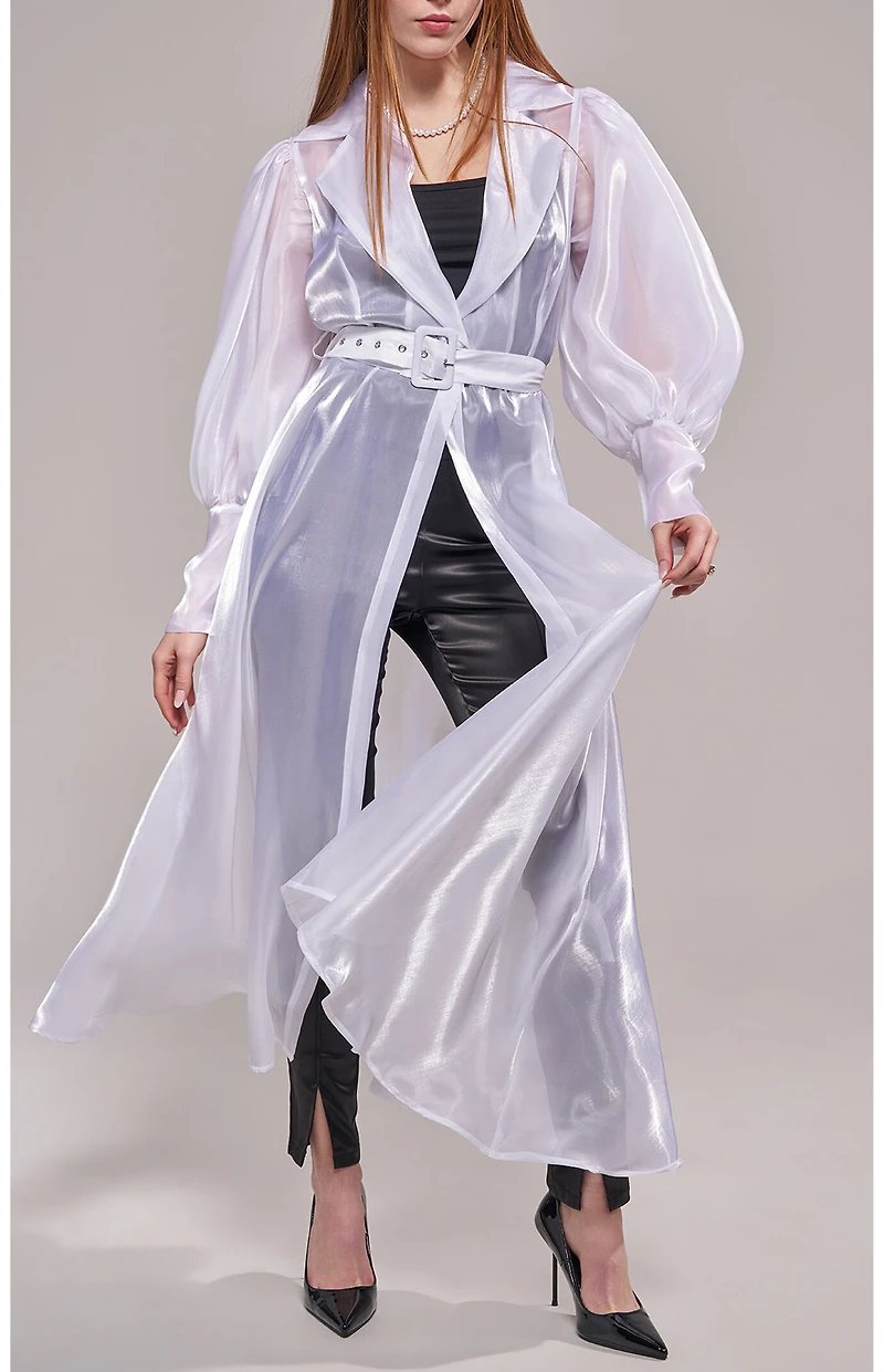 AZALEA WANG Cassara Sheer Trench Coat