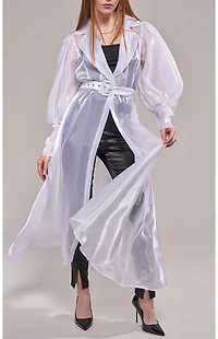 AZALEA WANG Cassara Sheer Trench Coat