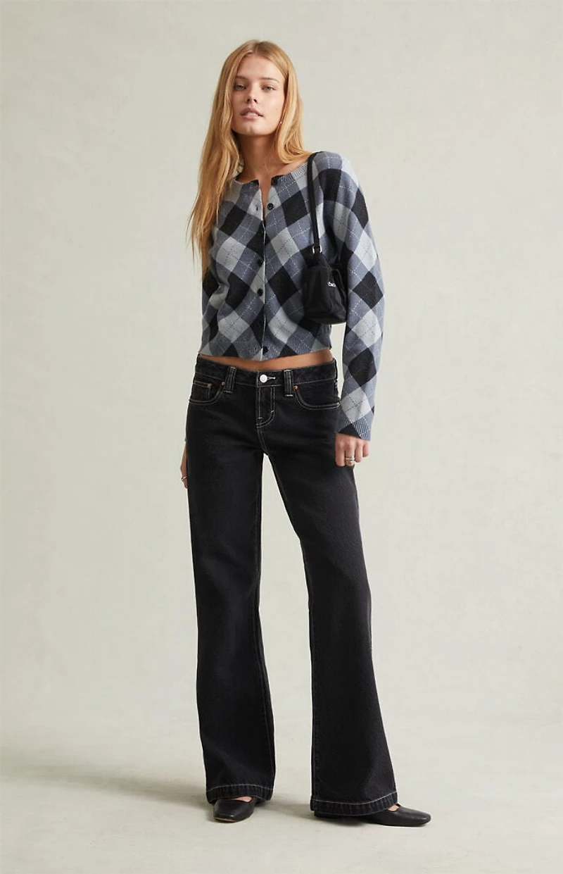 Pacsun Charlie Low Rise Baggy Bootcut Jeans Contrast Dark Blue