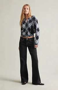 Pacsun Charlie Low Rise Baggy Bootcut Jeans Contrast Dark Blue