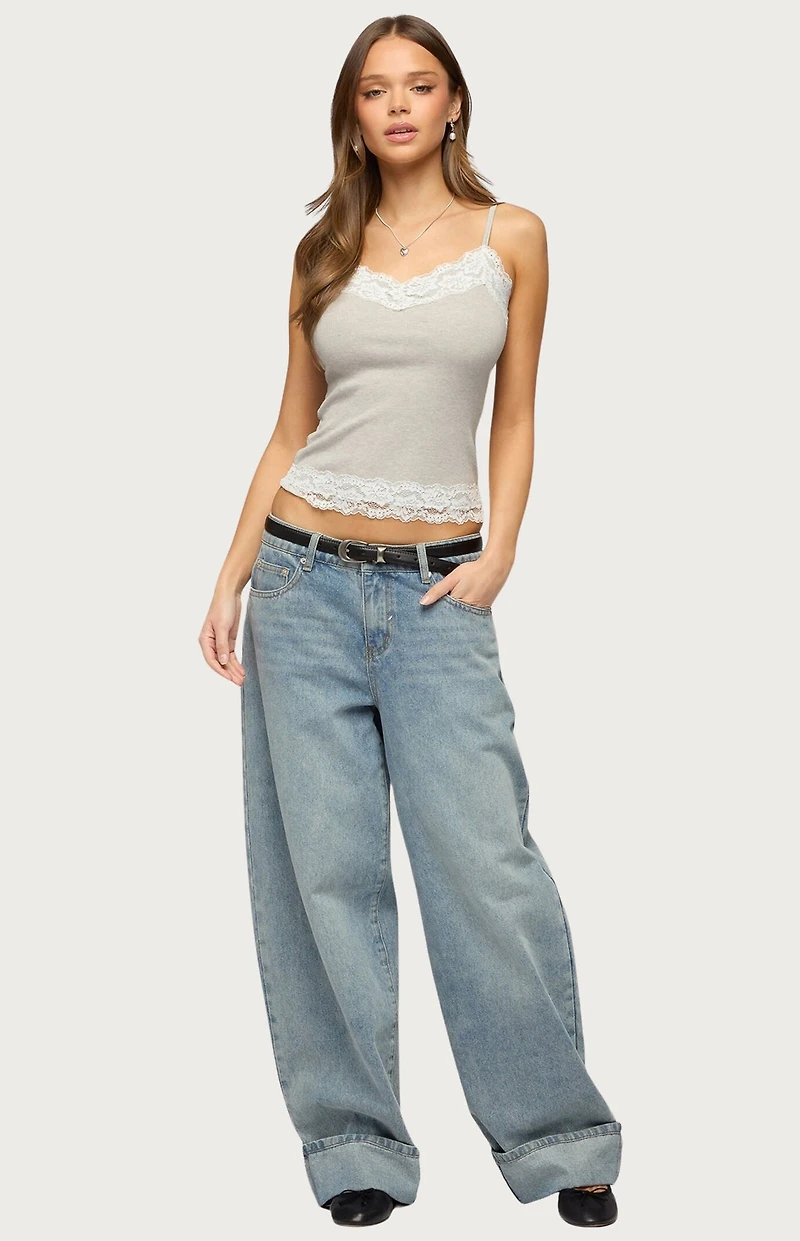 Edikted Vieve Contrast Lacey Tank Top