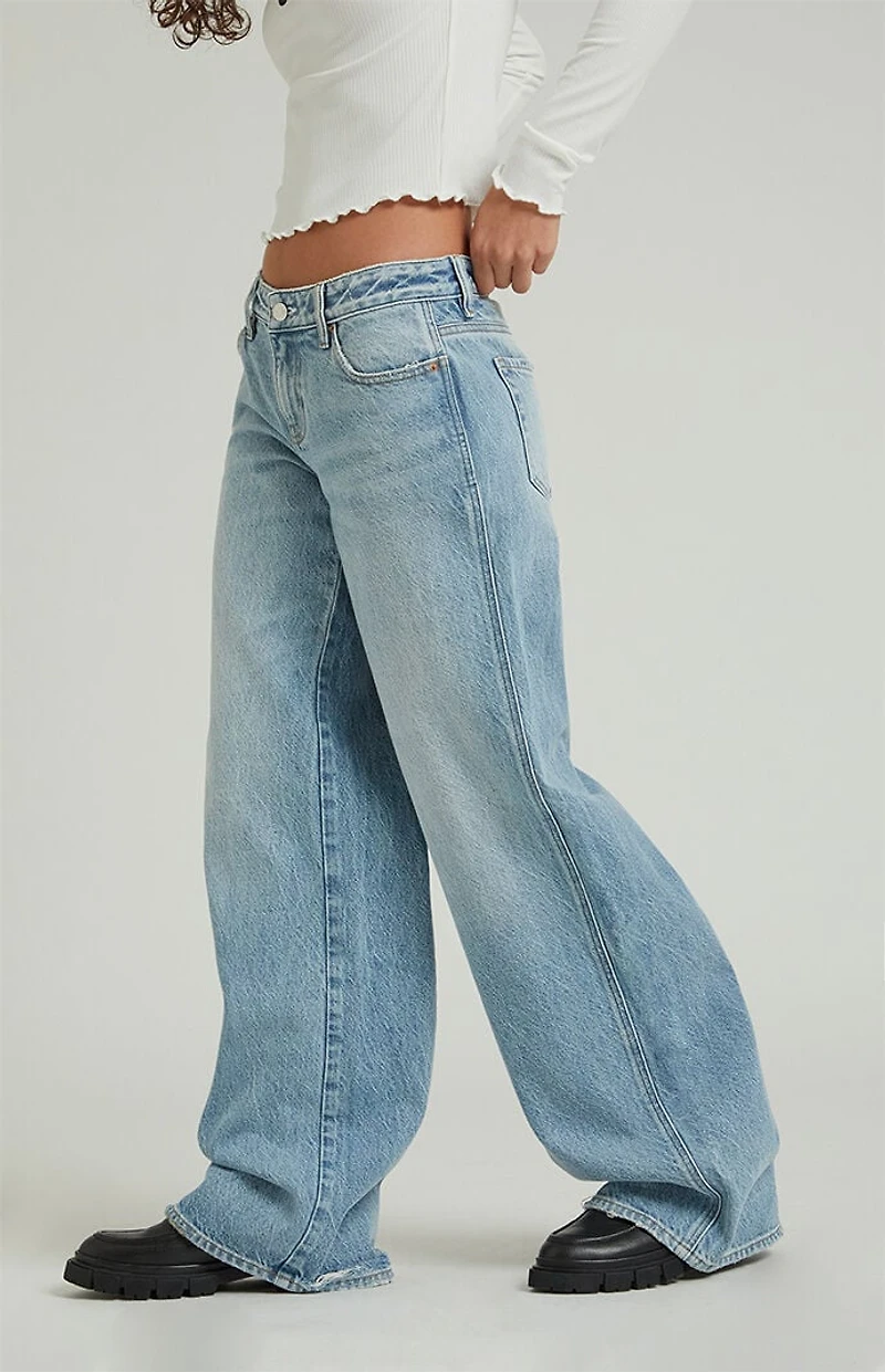 Pacsun Casey Low Rise Baggy Jeans Butt Slit Light Indigo