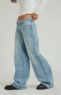 Pacsun Casey Low Rise Baggy Jeans Butt Slit Light Indigo