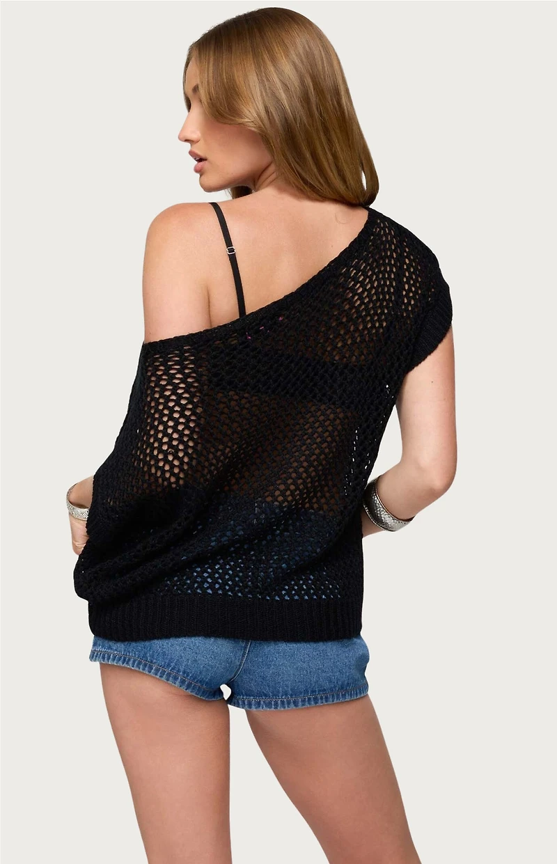 Edikted Trix Off Shoulder Open Knit Top