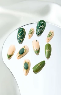 NEVER HAVE I EVER Green Butterfly Almond Press-On Nails