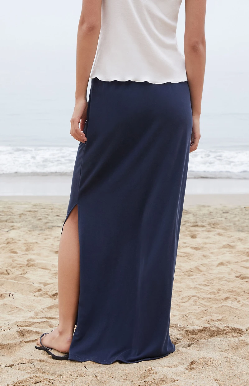 John Galt Blue Slit Maxi Skirt