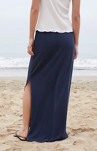 John Galt Blue Slit Maxi Skirt