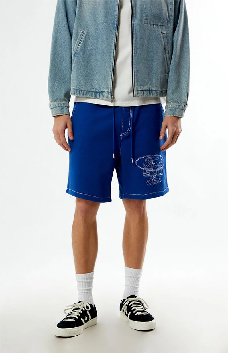 True Religion x Ford Big Fleece Blue Sweat Shorts