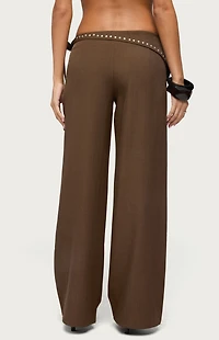 Edikted Avery Studded Foldover Straight Leg Pants