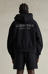 Fear of God ESSENTIALS Jet Black Classic Fleece Zip Up Hoodie