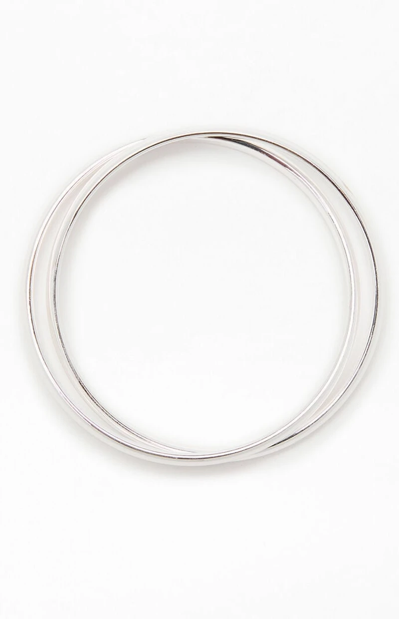 John Galt Silver Layered Bangle Bracelet