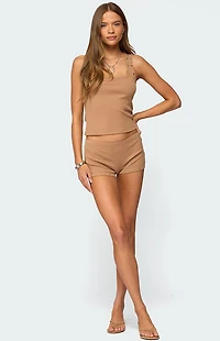 Edikted Hasel Grommet Ribbed Shorts