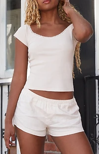 John Galt Sand Aimee Linen Boxer Shorts