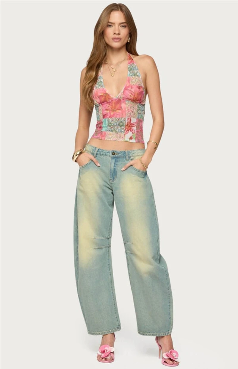 Edikted Catie Printed Mesh Halter Top