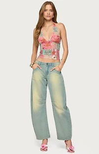 Edikted Catie Printed Mesh Halter Top