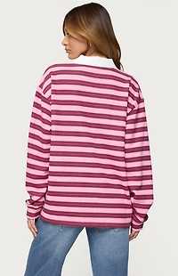 Edikted Maureen Striped Polo Sweatshirt