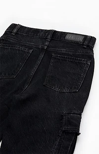 Pacsun Kids Baggy Jeans Frayed Cargo Black Wash